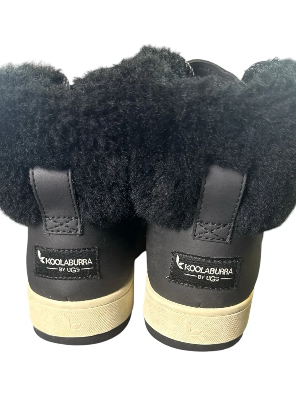 Koolaburra Black Faux Fur Lace-Up Winter Ankle Boots